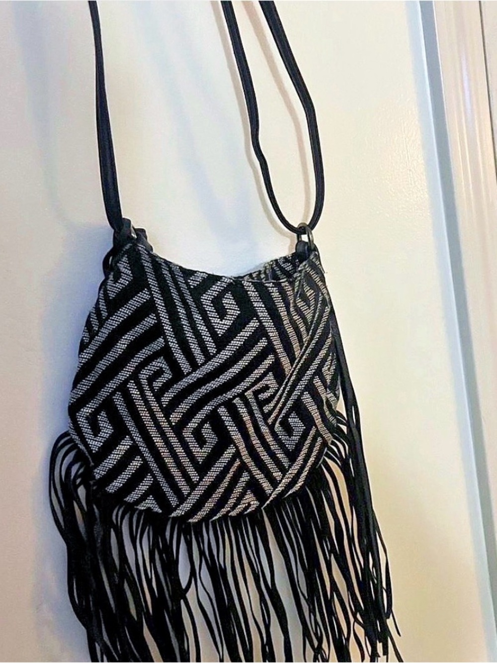 Black & Grey Fringe Crossbody Bag - Women's Shoulder Bag